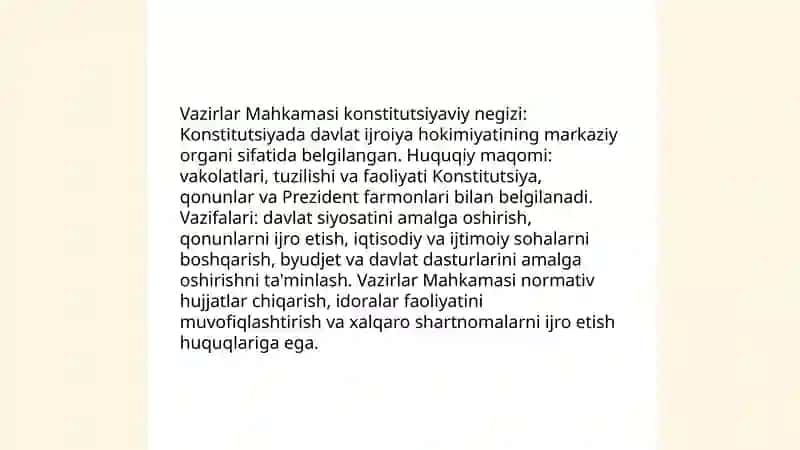 Vazirlar Mahkamasi Tarixi va Rivojlanishi 4