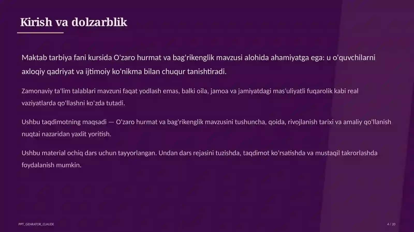 O'zaro hurmat va bag'rikenglik (7-sinf) 4
