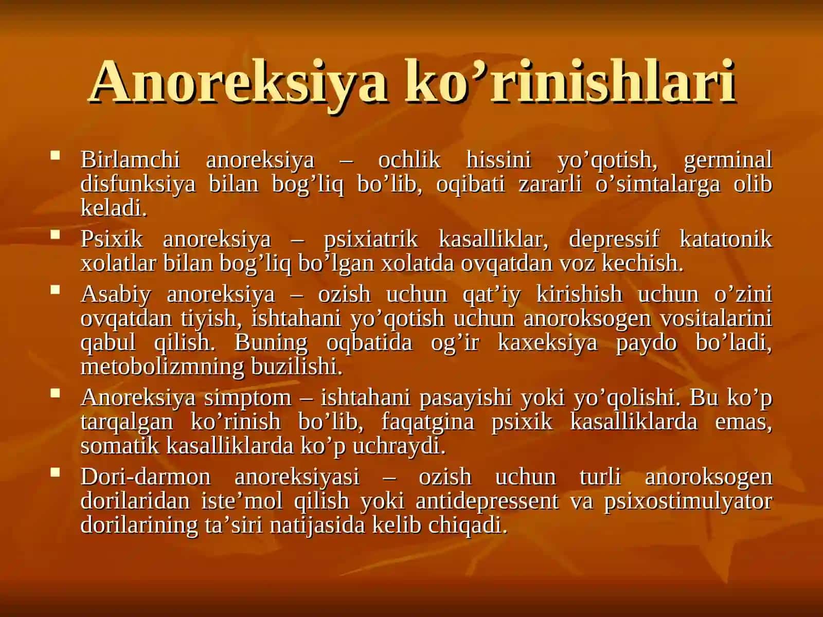 Ovqatlanish buzilishlari 4
