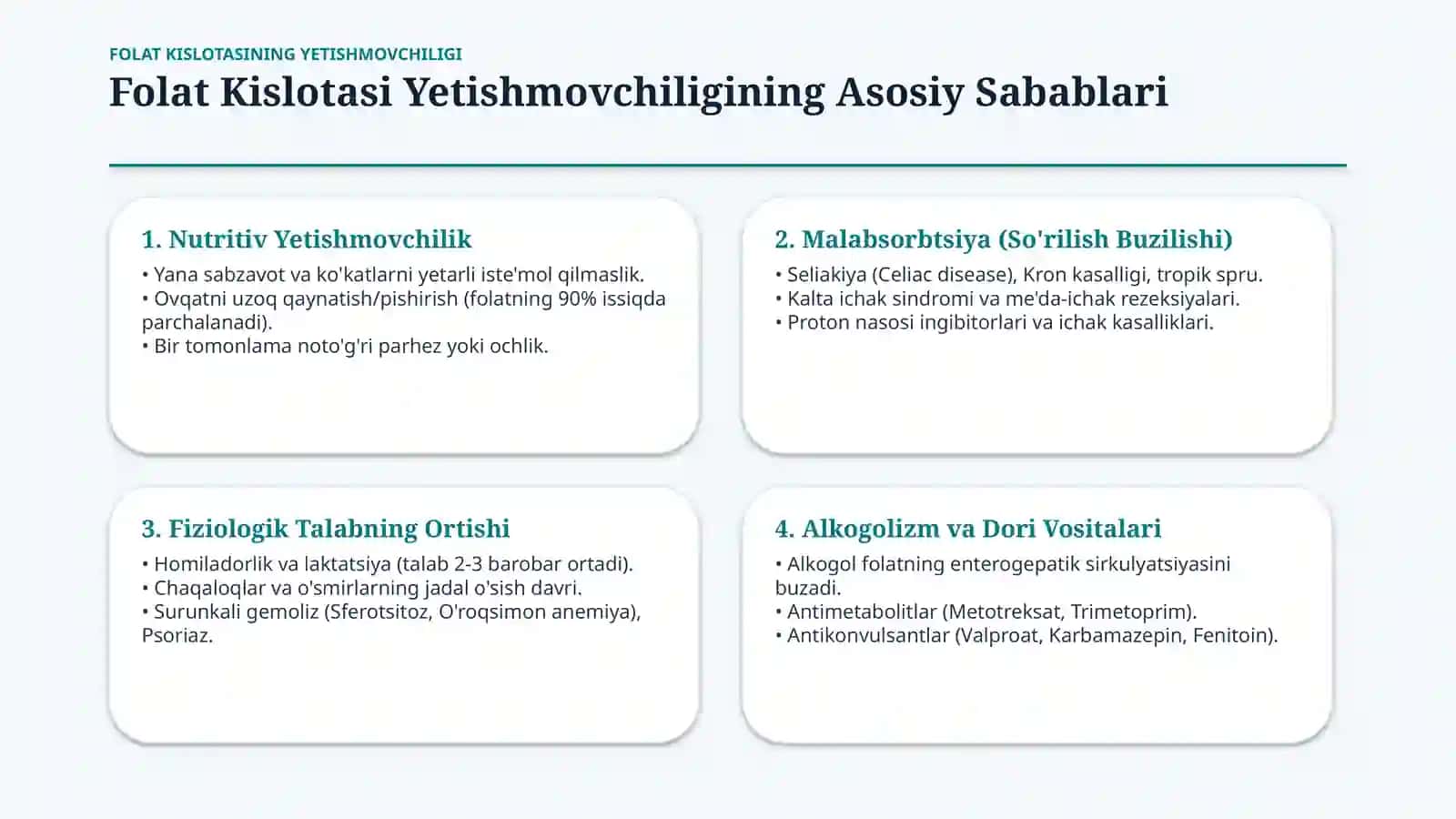 Folat kislotasi yetishmovchiligi — 15 slayd 4