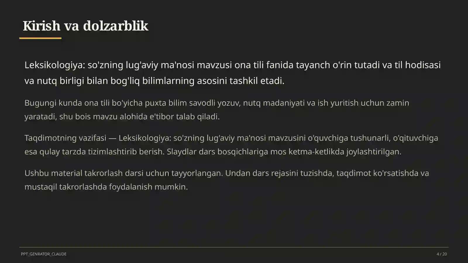 Leksikologiya: so'zning lug'aviy ma'nosi (5-sinf) 4