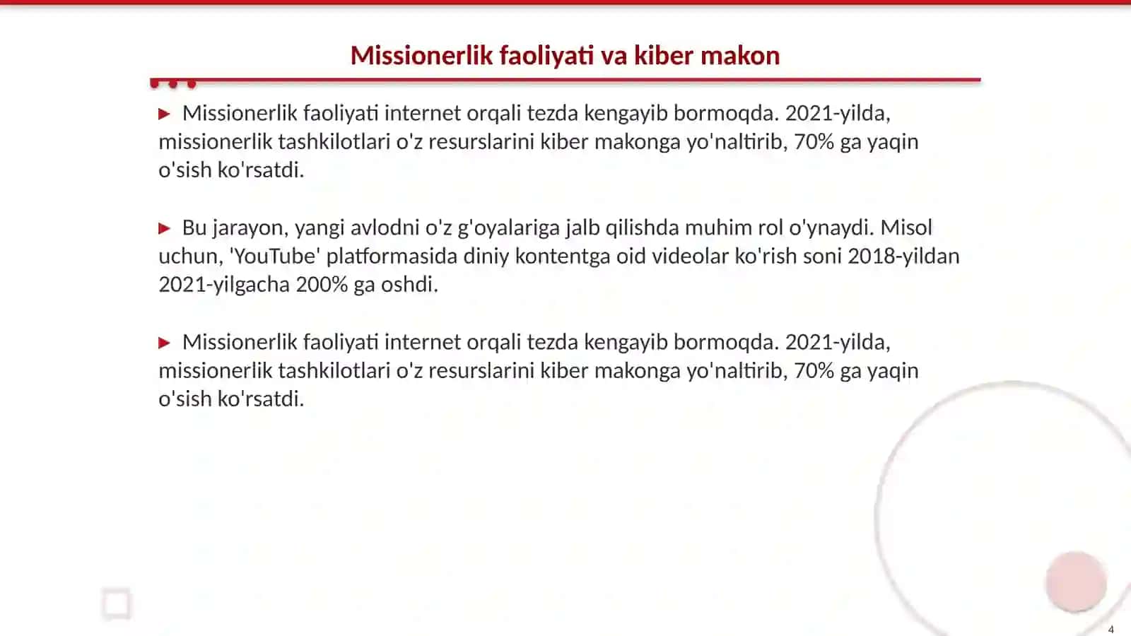 Kiber makonda din, missionerlik va prozelitizimning ijtmoiy siyosiy xavfi 4