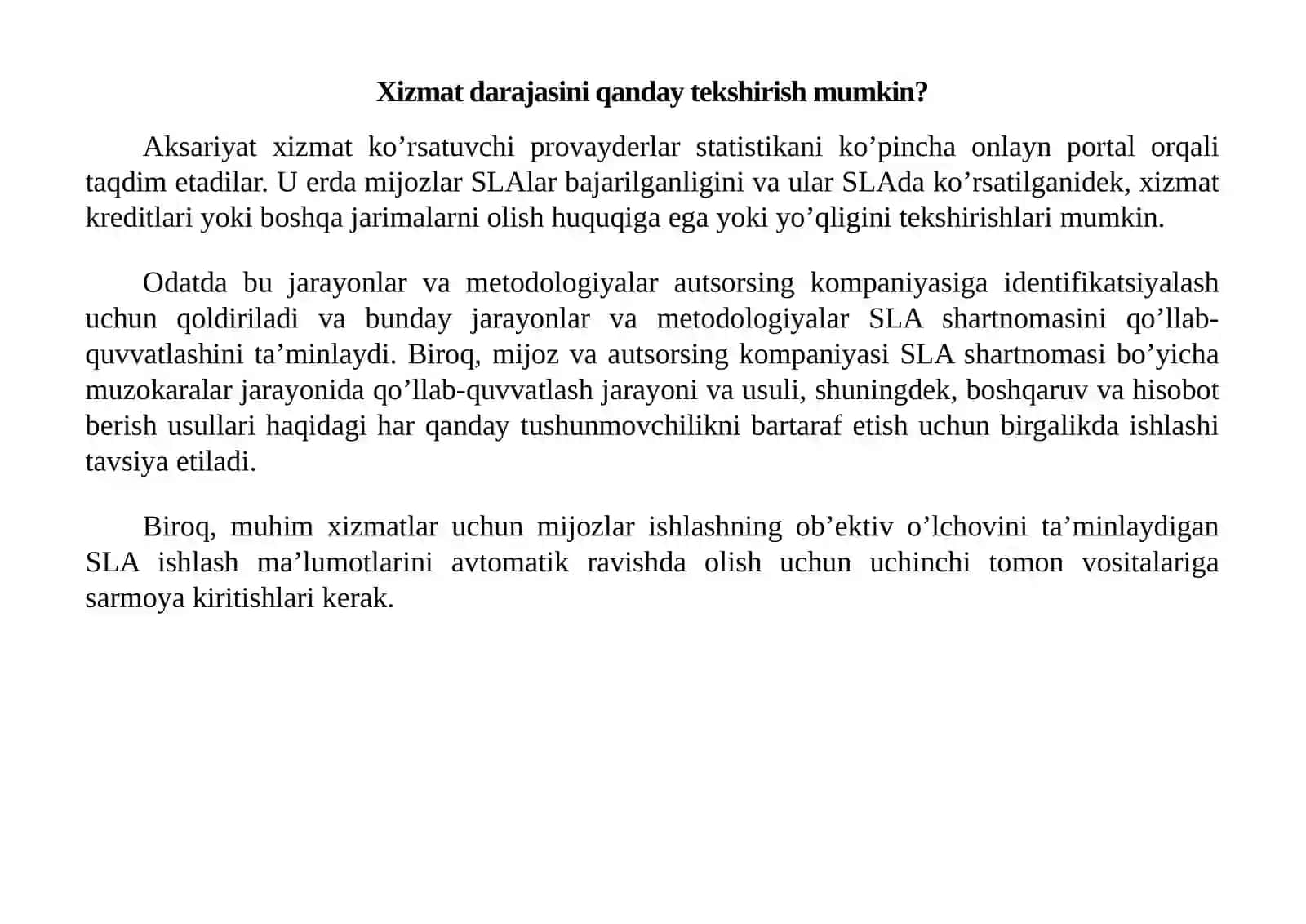 SLA ( Service Level Agreement) 4