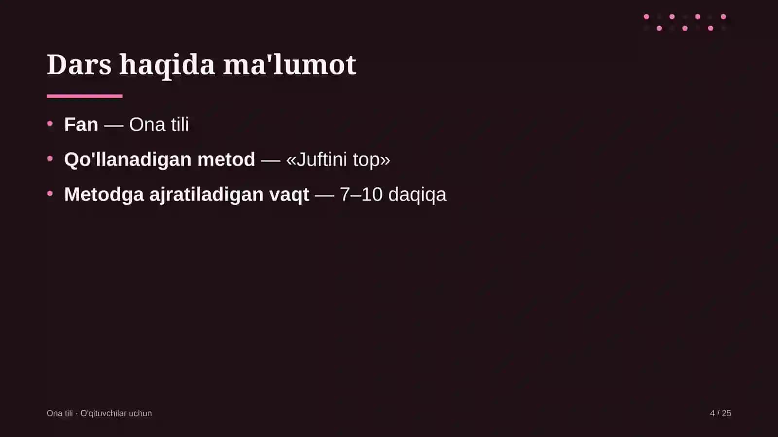 ona tili darslarida juftini top metodidan foydalanish 9059 4