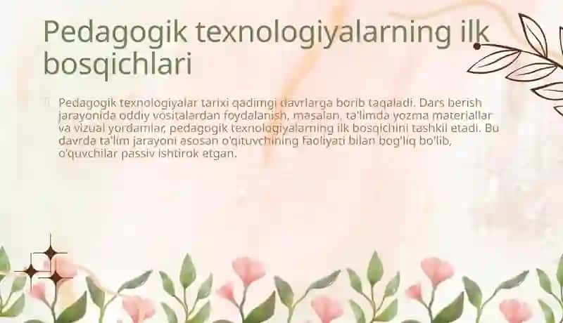 Pedagogik texnologiyalarning rivojlanishi 4