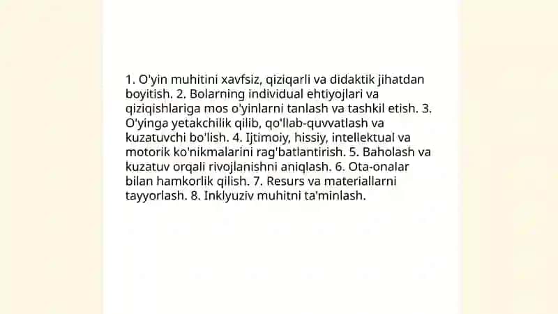 O'yin faoliyatini tashkil etishning nazariy asoslari 4