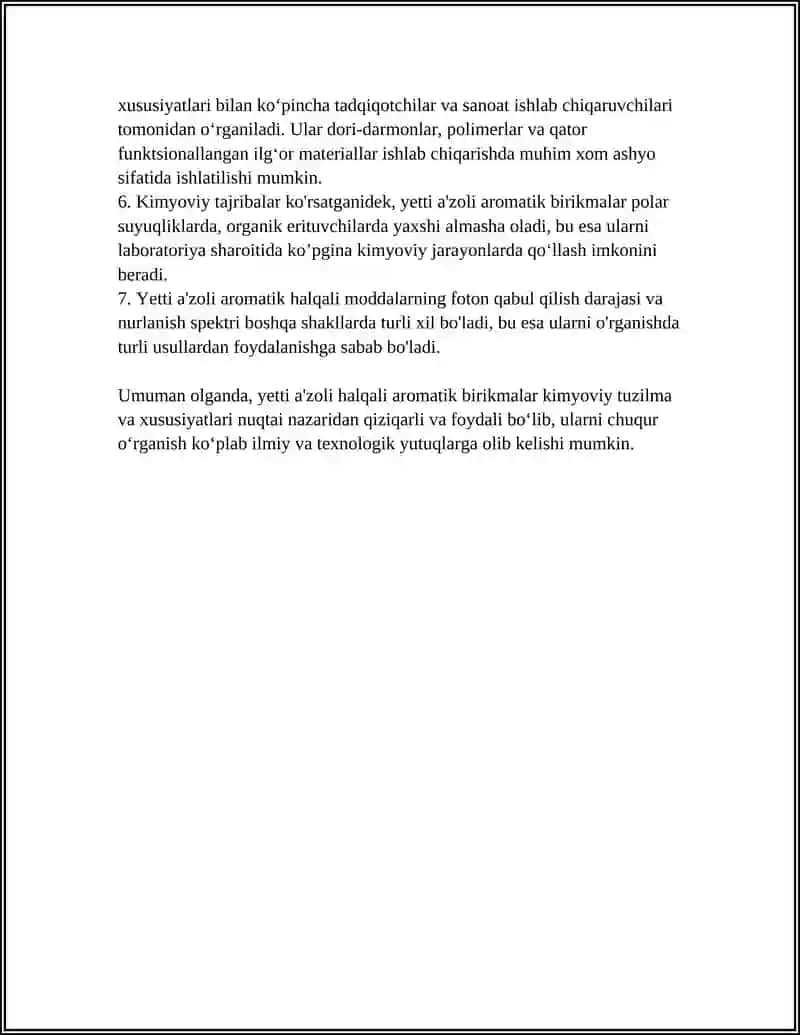 DORIVOR PREPARATLAR TARKIBIDAGI YETTI A'ZOLI AROMATIK BIRIKMALAR 4