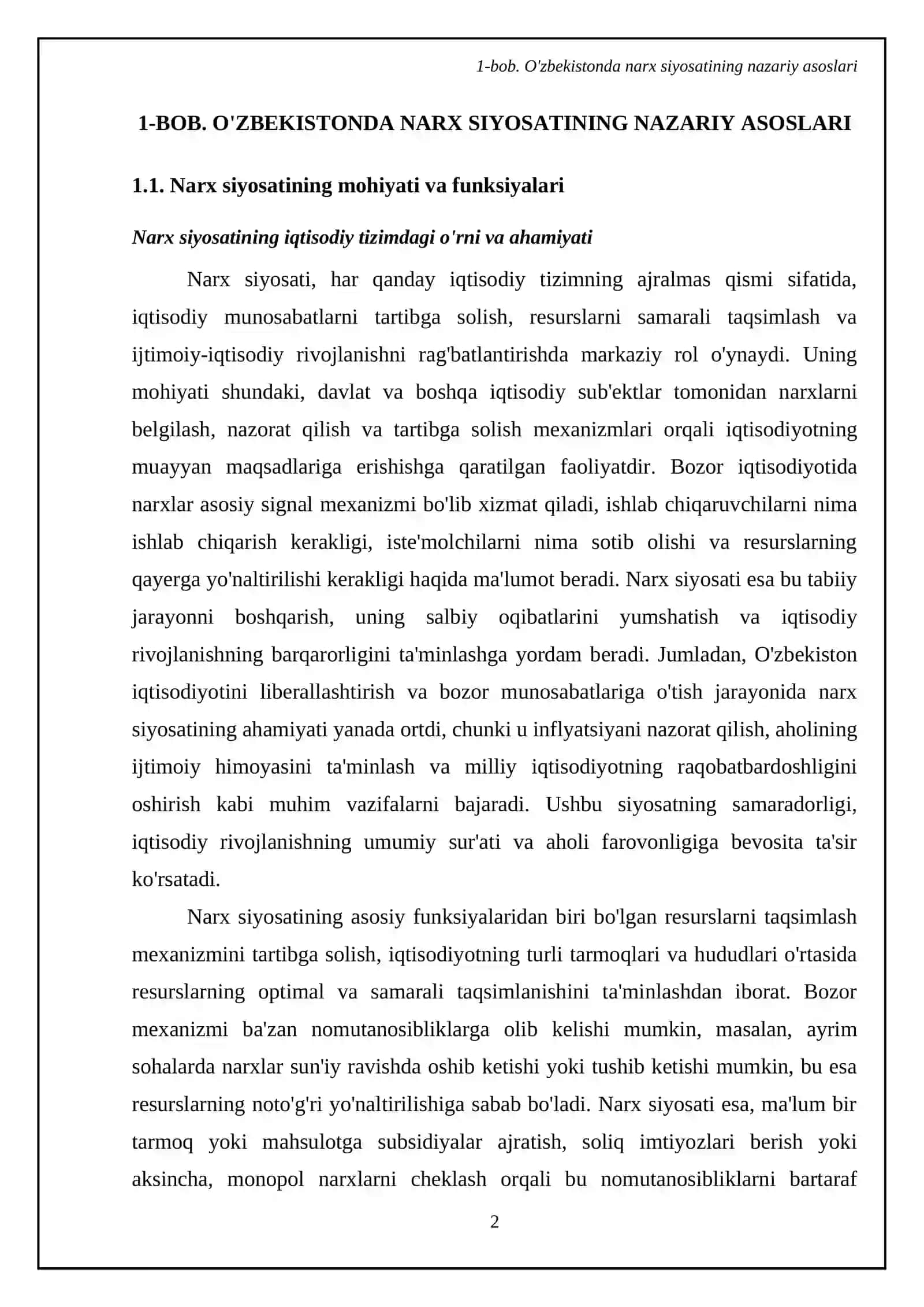 O'zbekistonda narx siyosati va uning asosiy yo'nalishlari 4