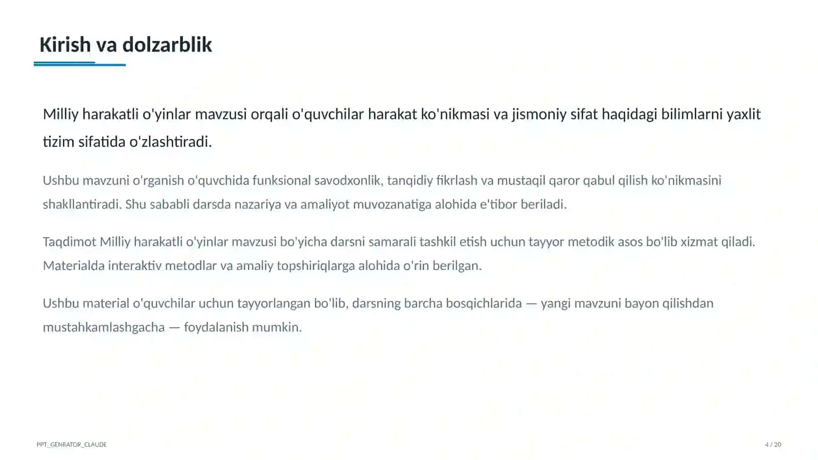 Milliy harakatli o'yinlar (4-sinf) 4