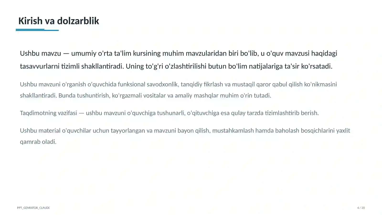 Sun'iy intellekt yordamchisi bilan dars ishlanmasi tuzish (2026) 4