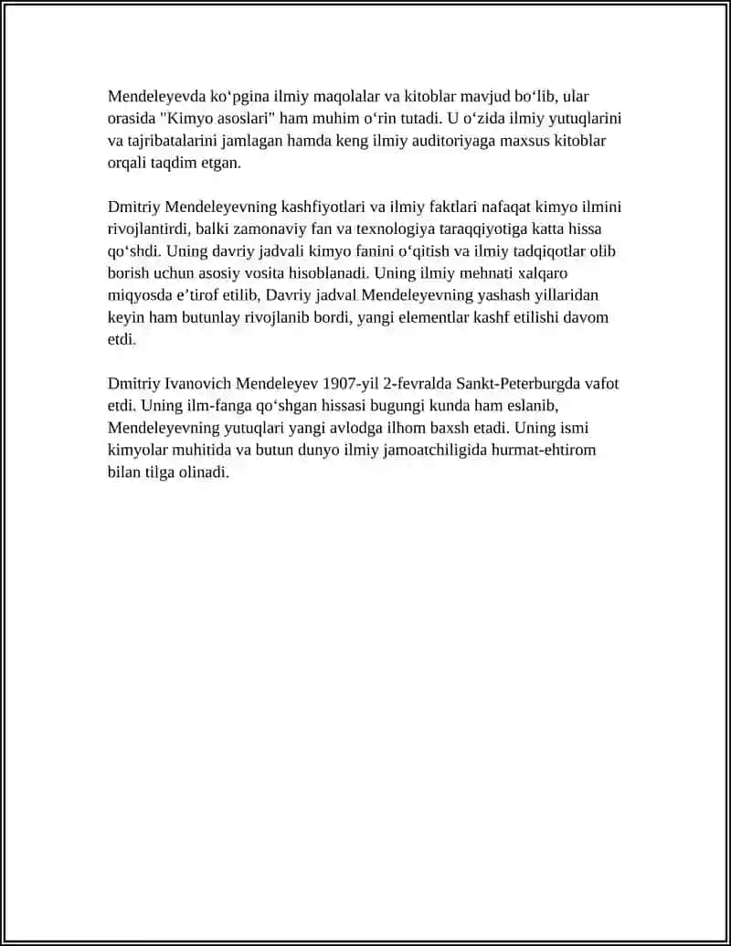 Dmitriy Mendeleyev hayoti va kimyoga bo‘lgan ta’sir 4