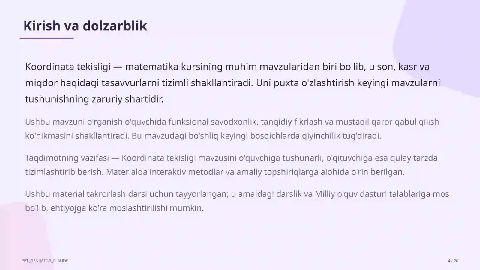 Koordinata tekisligi (6-sinf) 4