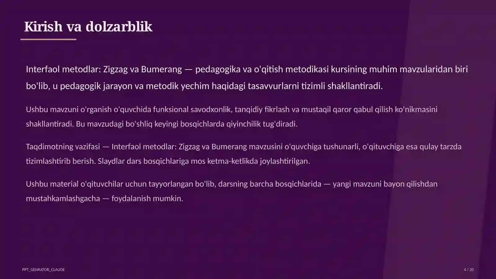 Interfaol metodlar: Zigzag va Bumerang 4