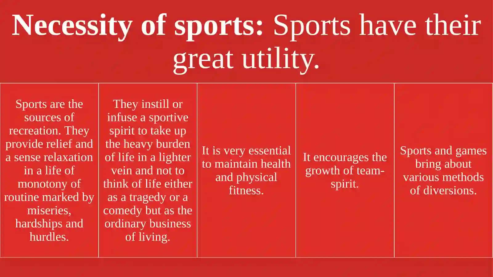 The importance of the sport 4