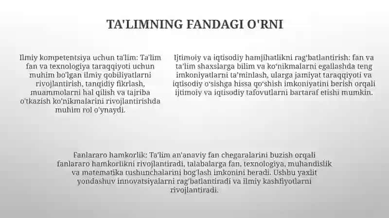 Kompetensiyalarni rivojlantirishda Fan Va Ta‘Limning Ijtimoiy-Iqtisodiy Uyg‘Unlashuvi 4