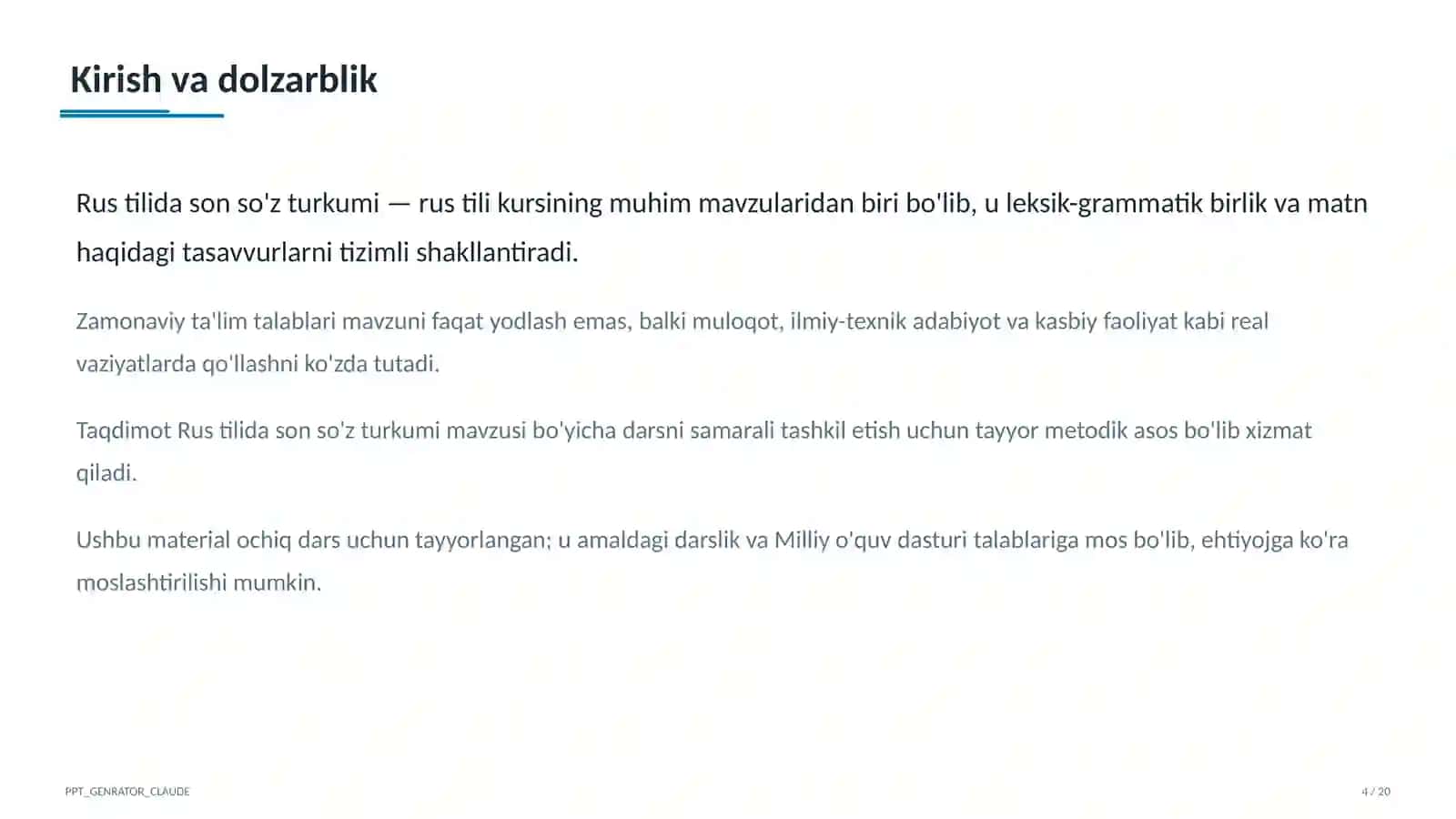 Rus tilida son so'z turkumi (6-sinf) 4