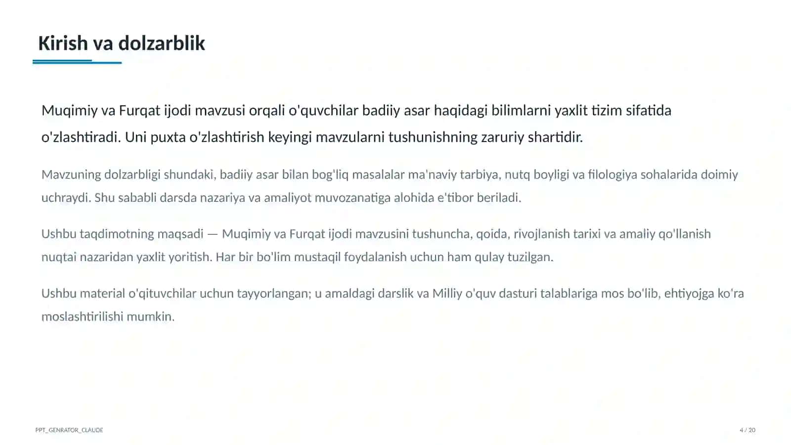 Muqimiy va Furqat ijodi (10-sinf) 4