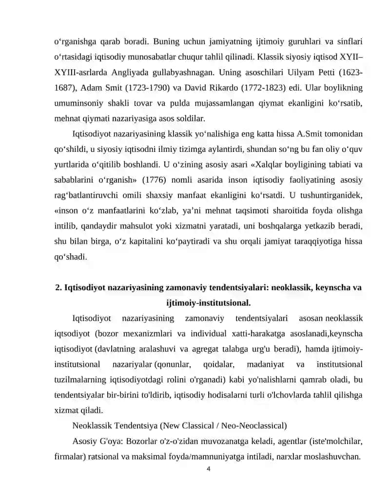 Mikroiqtisodiyot mavzular bo'yicha mustaqil ish 4