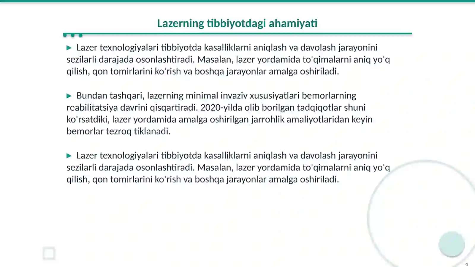 Lazerning tibbiyotta qollanilishi 4
