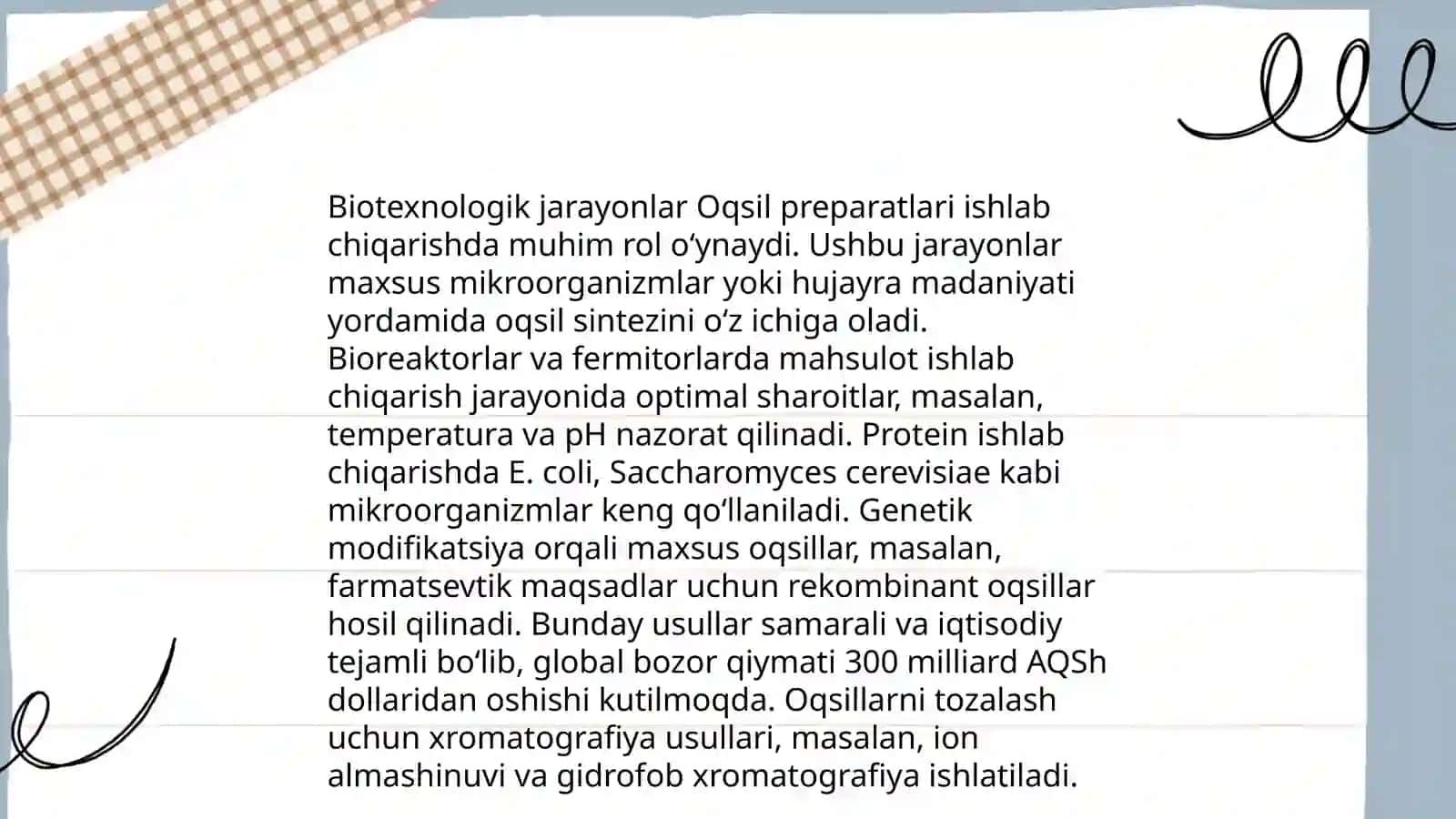 Qishloq xòjaligi chiqdilari yordamida oqsil preparatlari ishlab chiqarish biotexnalogiyasi 4