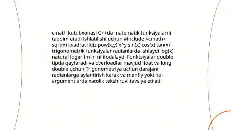 C++ dasturlash tilining standart funksiyalari 4