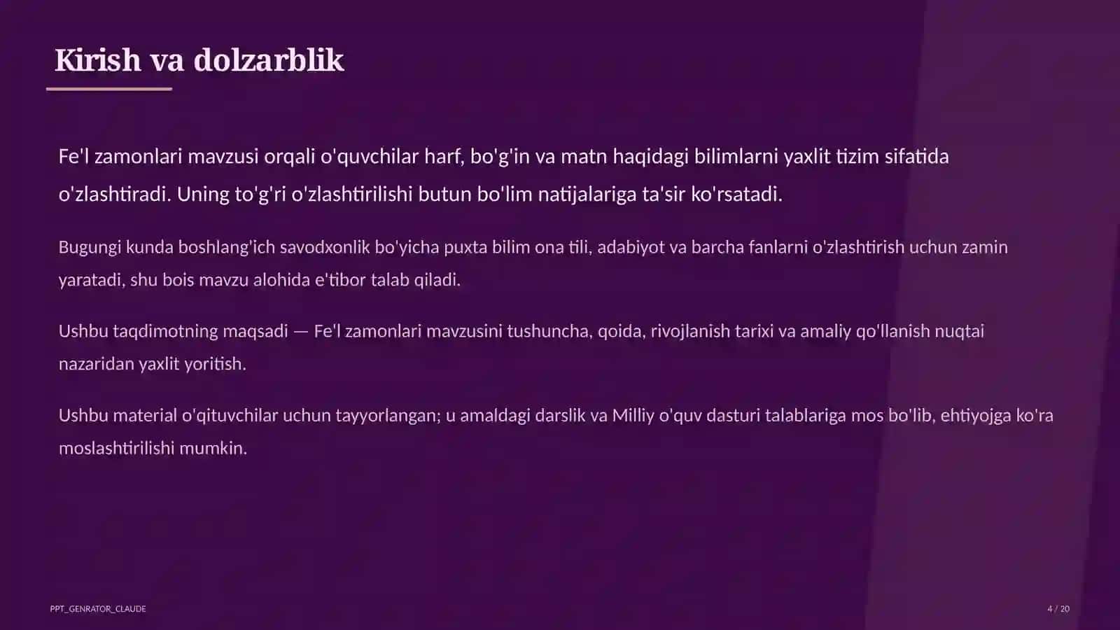 Fe'l zamonlari (4-sinf) 4