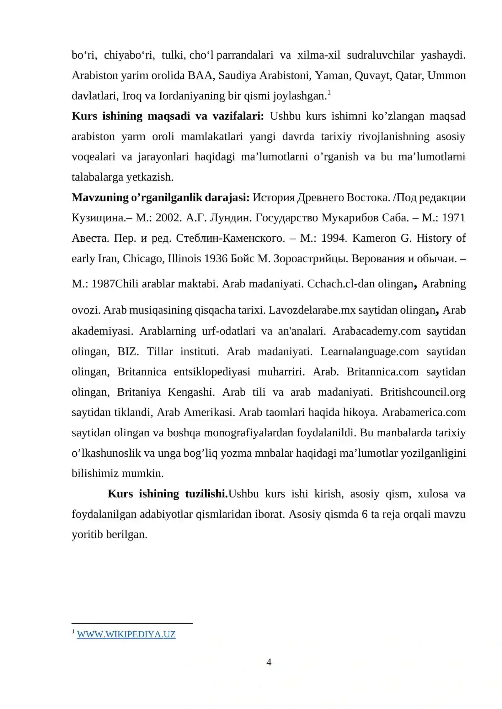 ARABISTON YARM OROLI MAMLAKATLARI YANGI DAVRDA TARIXIY RIVOJLANISHNING ASOSIY VOQEALARI VA JARAYONLARI 4