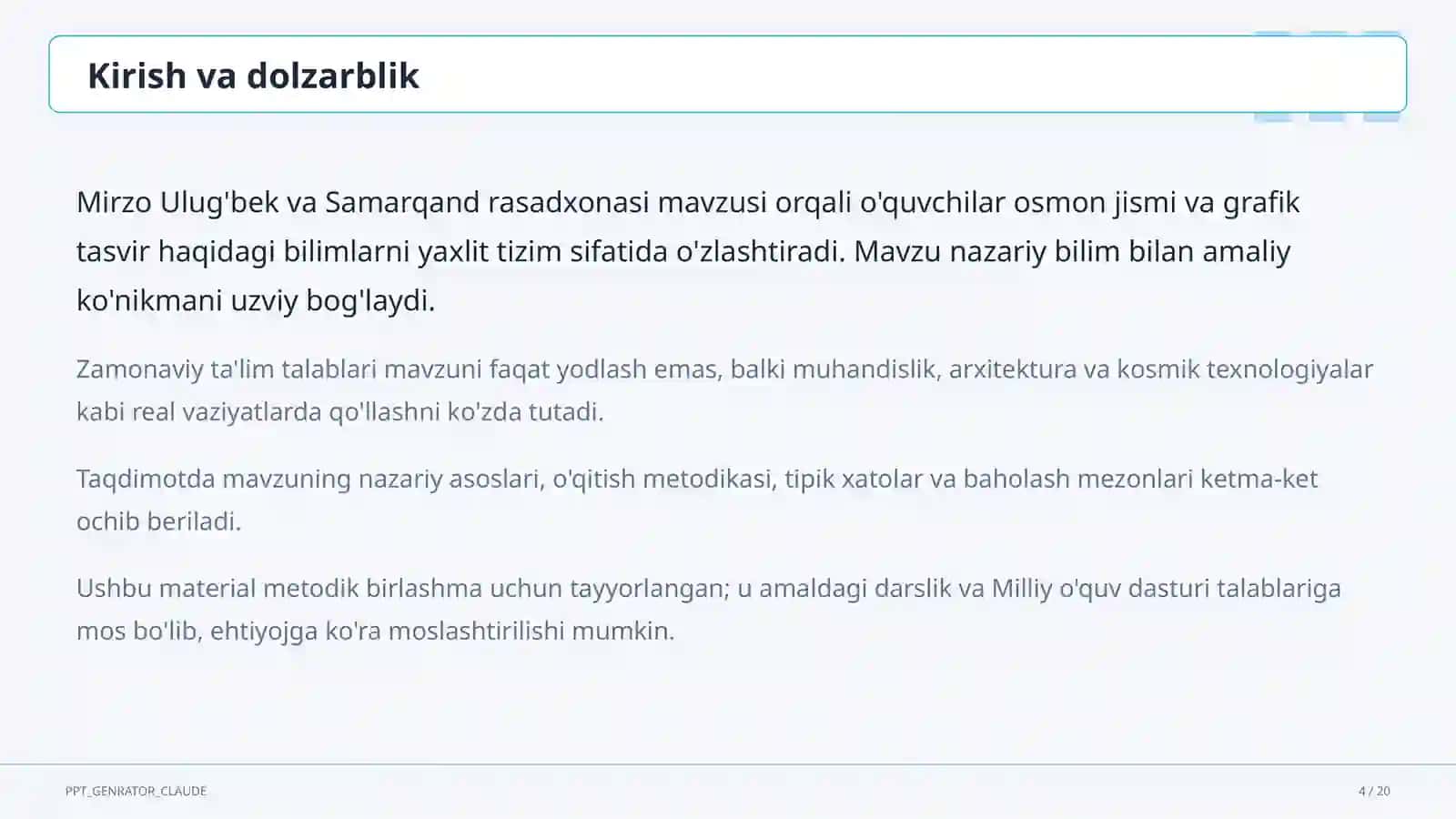 Mirzo Ulug'bek va Samarqand rasadxonasi (10-sinf) 4