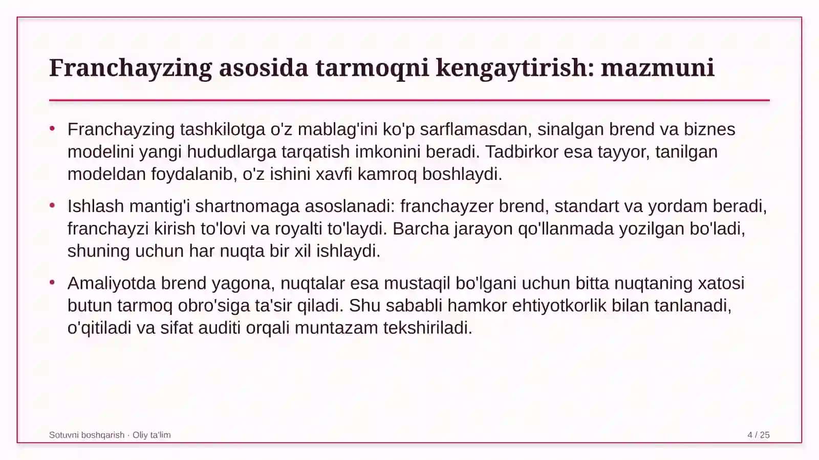 mashinasozlik korxonalarida franchayzing asosida sotuv tarmog'ini kengaytirish 5790 4