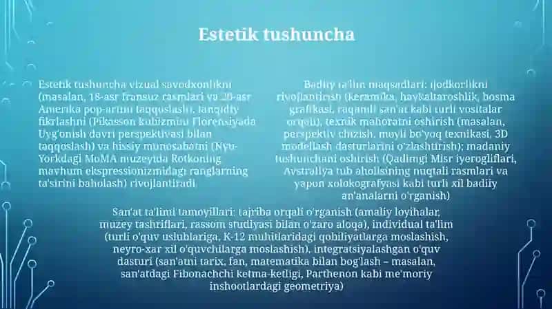 Badiiy Ko'nikma va Texnika Rivojlantirish 4