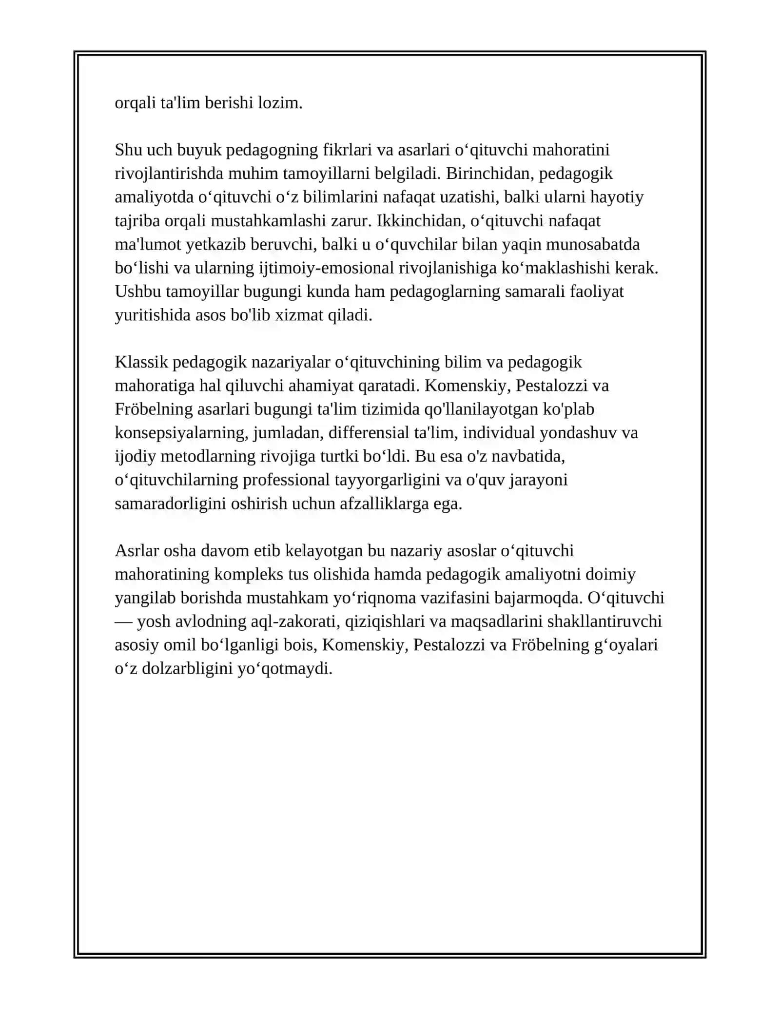 PEDAGOGIK FIKRLAR VA MAKTABLAR TARIXIDA OʻQITUVCHI MAHORATI MASALALARI 4