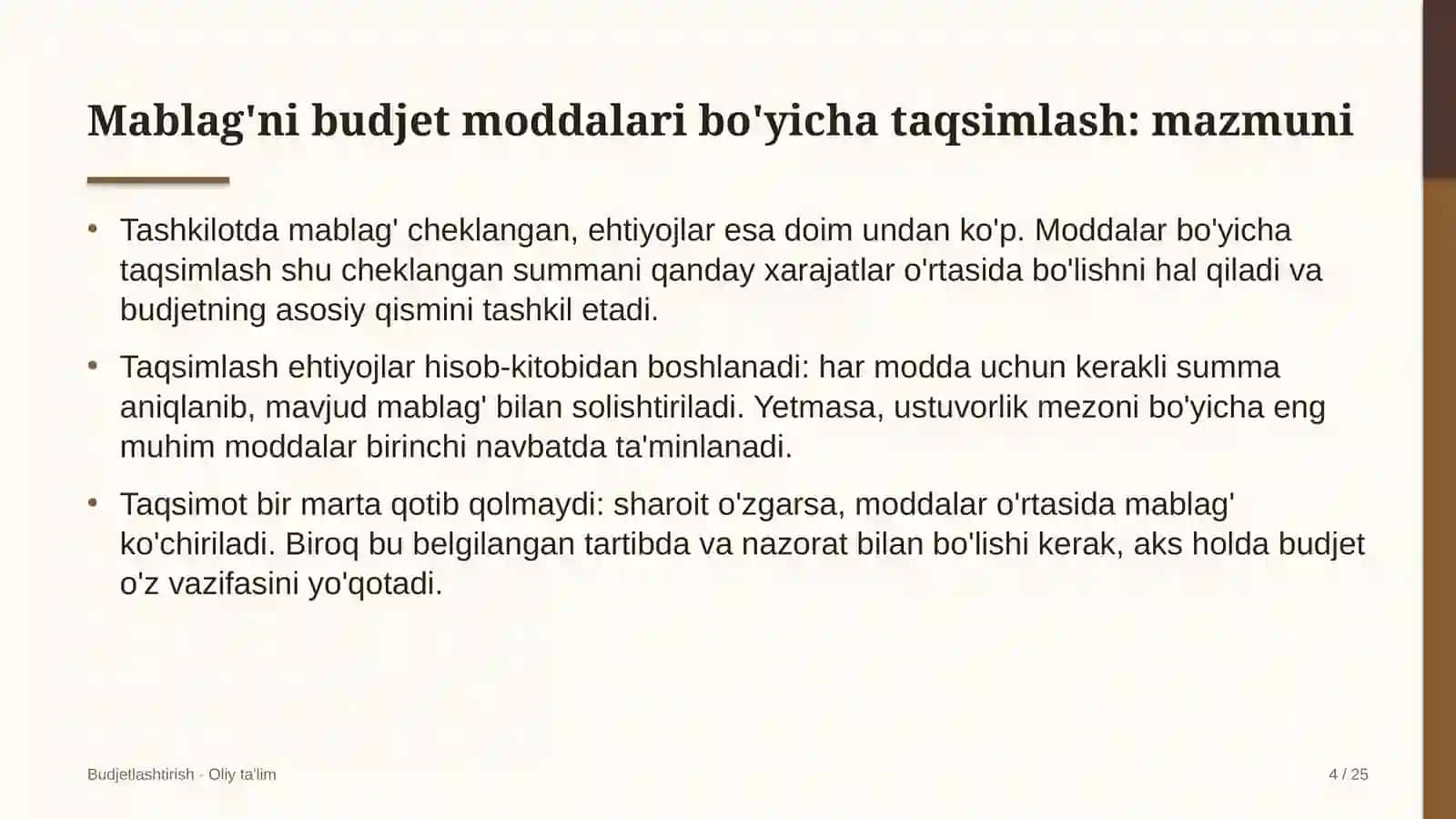 Bandlikka ko'maklashish markazlarida mablag'larni budjet moddalari bo'yicha taqsimlash 4