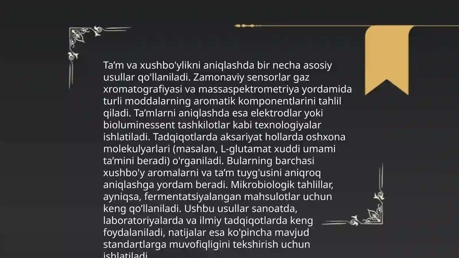 Oziq ovqat mahsulotlarini orgonoleptik tahlil etish 4