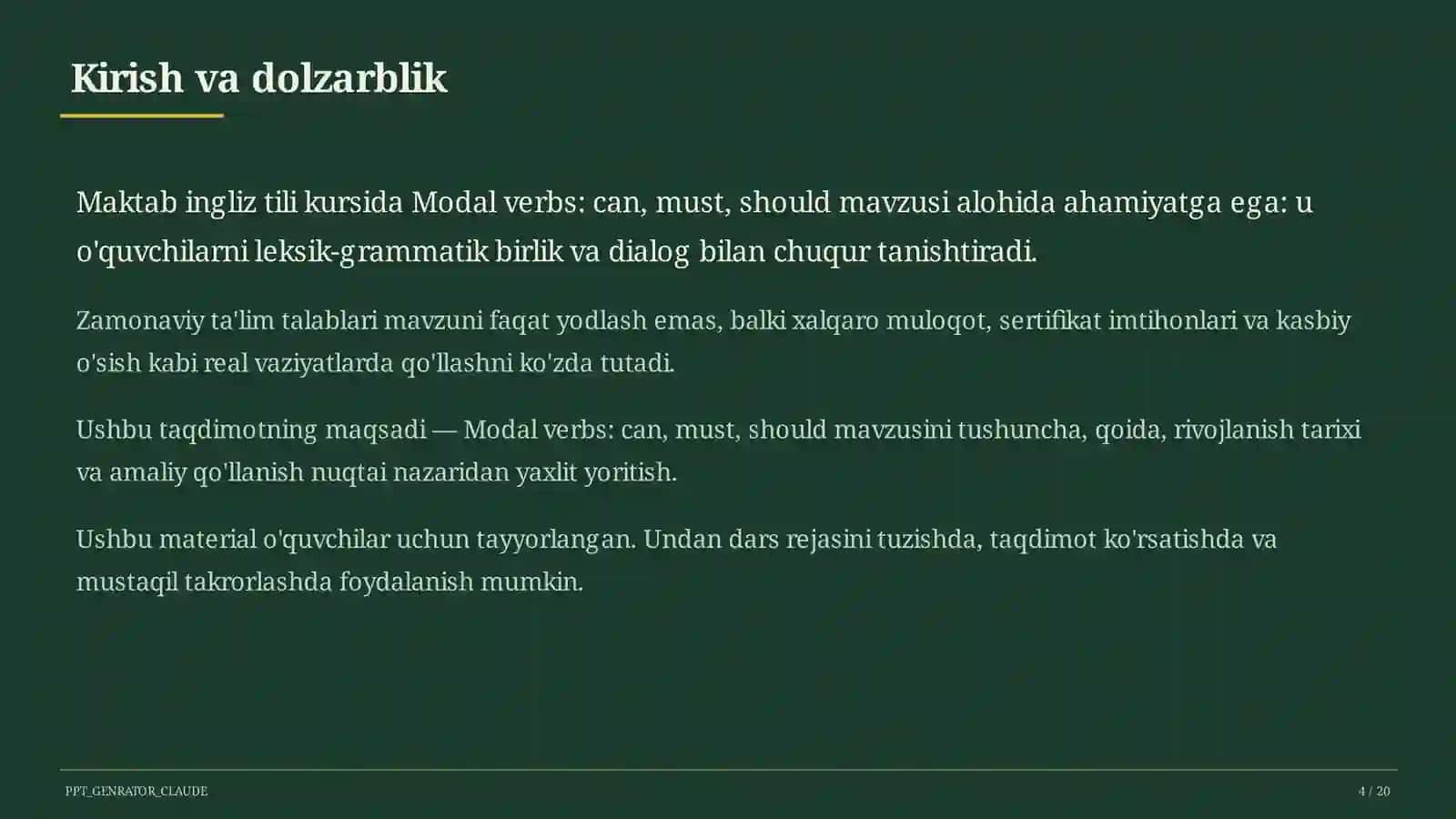 Modal verbs: can, must, should (7-sinf) 4