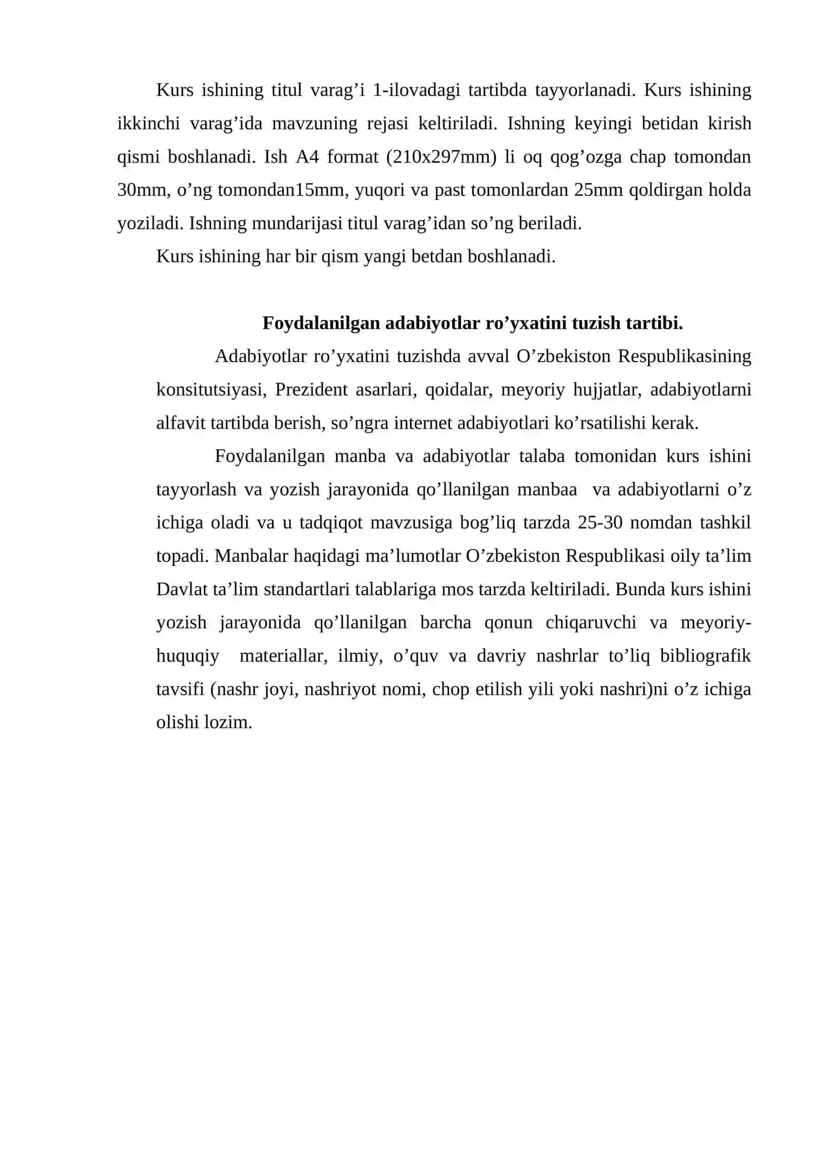 Kurs ishini bajarish yuzasidan ko’rsatmalar 4