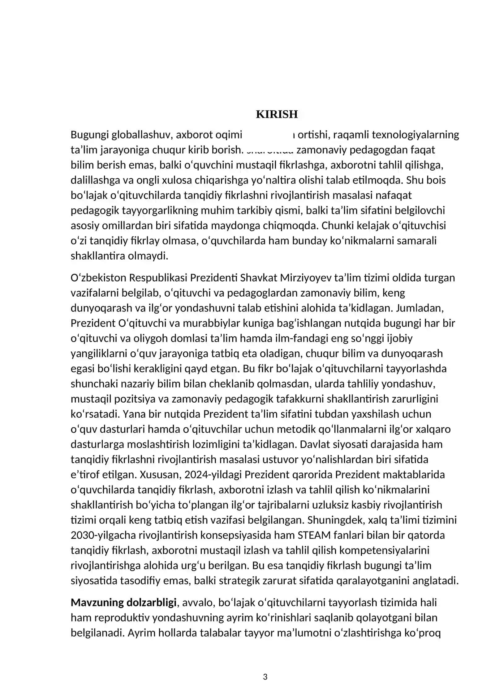 BO‘LAJAK O‘QITUVCHILARDA TANQIDIY FIKRLASHNI RIVOJLANTIRISH METODIKASINI ISHLAB CHIQISH 4
