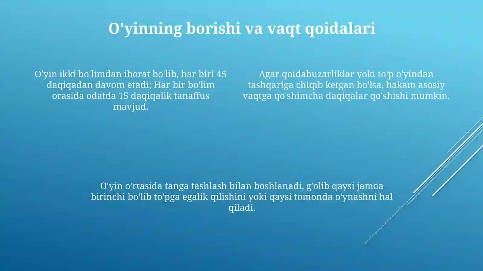 Futbolda o'yin qoidalari va ularga rioya qlish 4