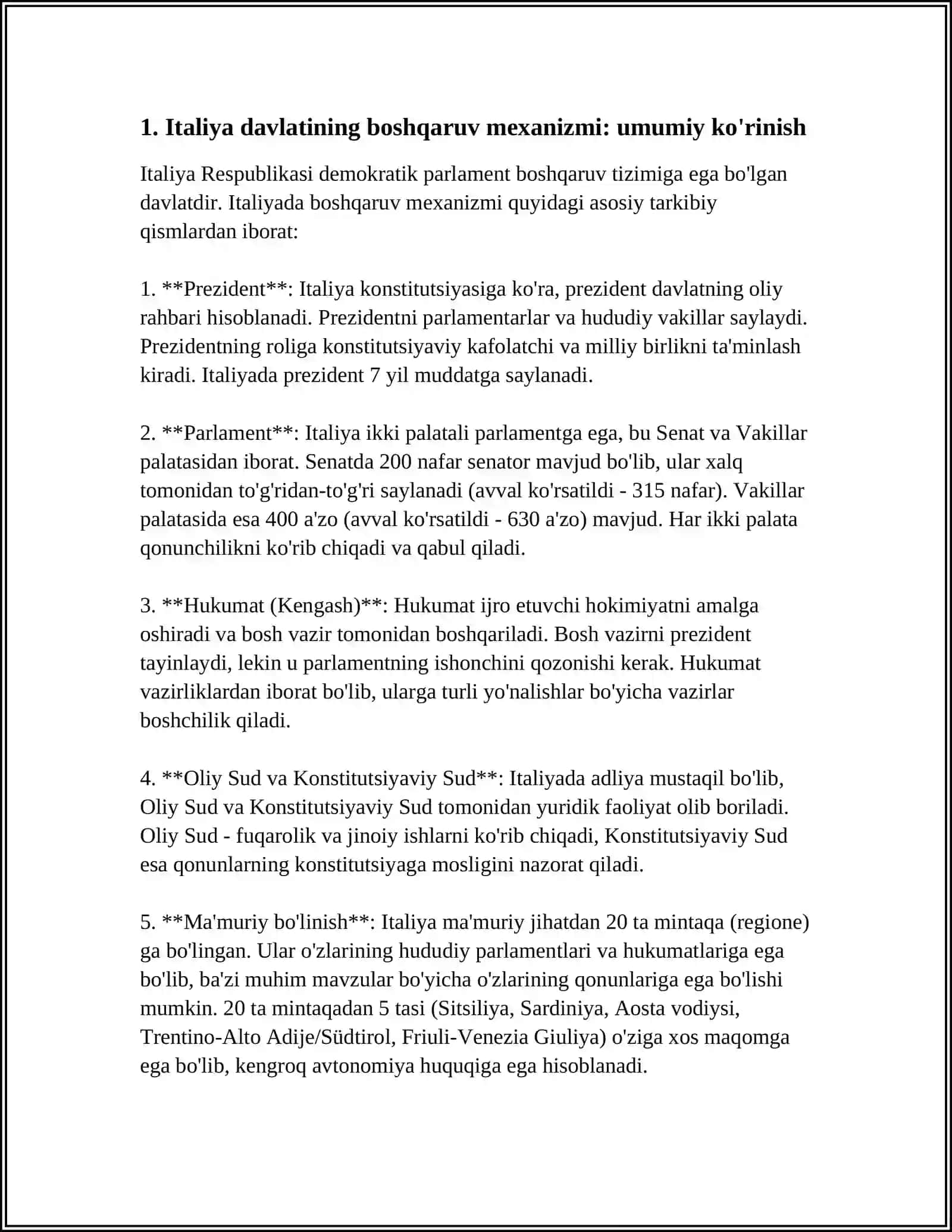 ITALIYA DAVLATINING BOSHQARUV MEXANIZIMI VA HODIMLARNI BOSHQARISH USULLARI VA ULARNI TAKOMILLASHTIRISH USULLARI 4
