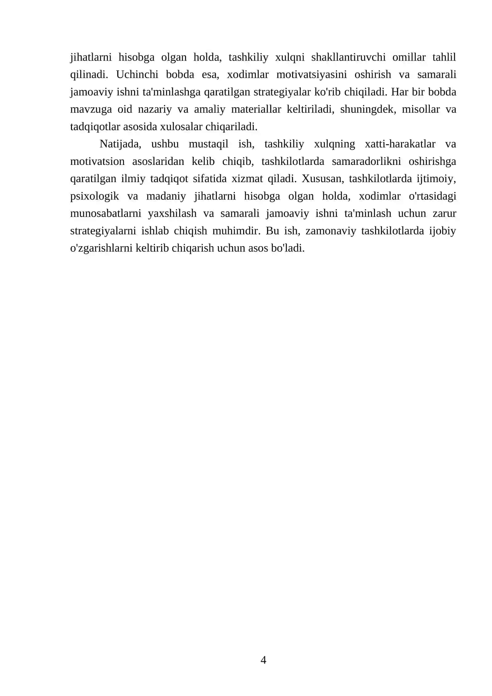 Tashkiliy xulq: xatti-harakatlar va motivatsion asoslar 4
