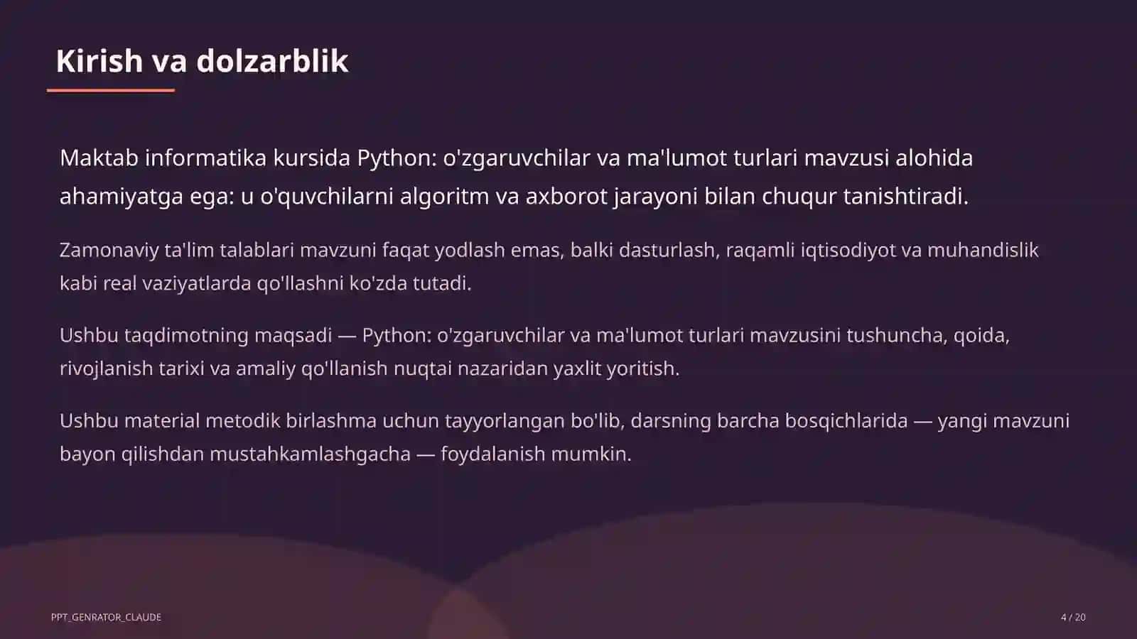 Python: o'zgaruvchilar va ma'lumot turlari (8-sinf) 4