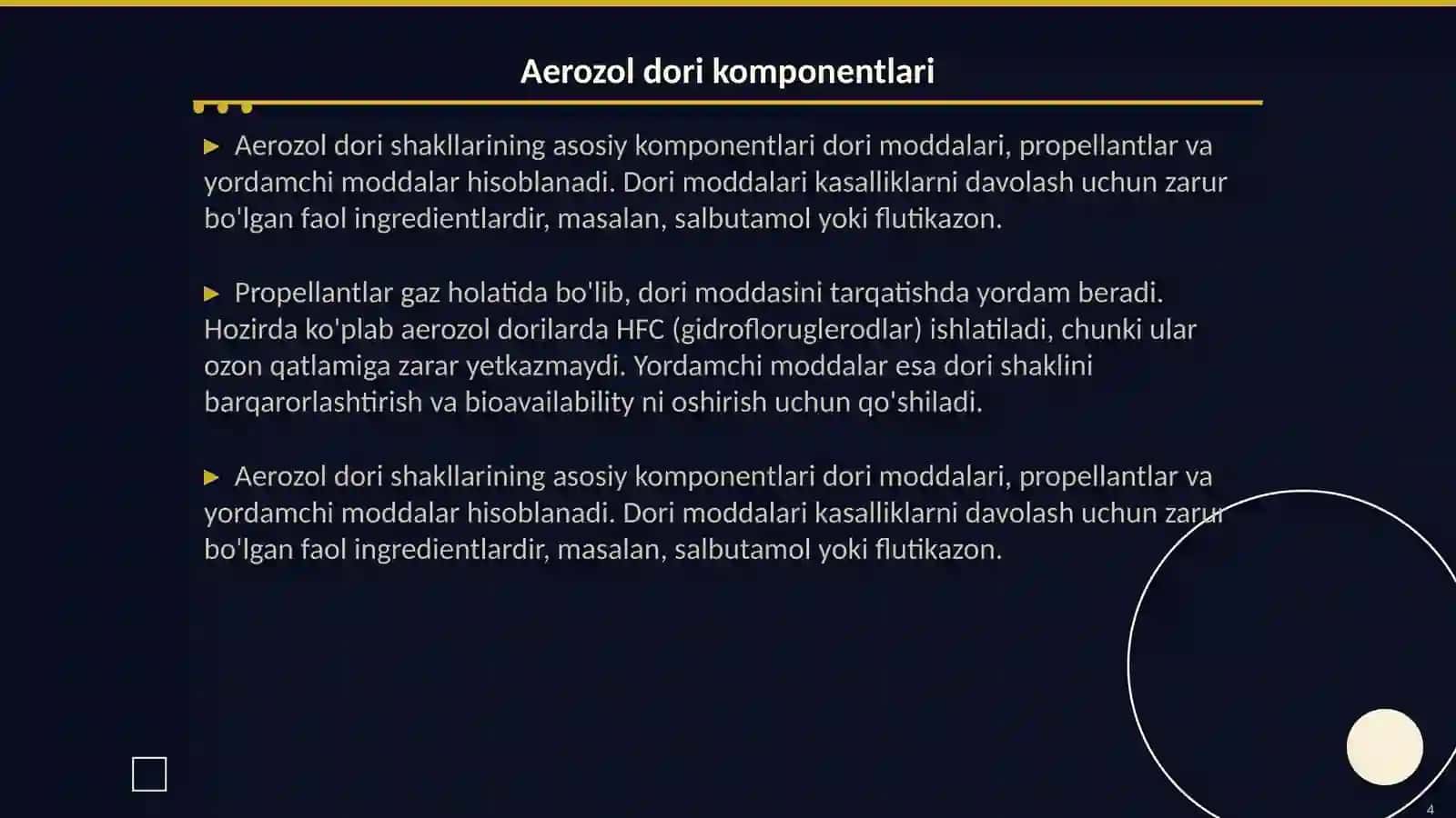 Aerozol dori shakllarini standartlash va sifatini tekshirish 4