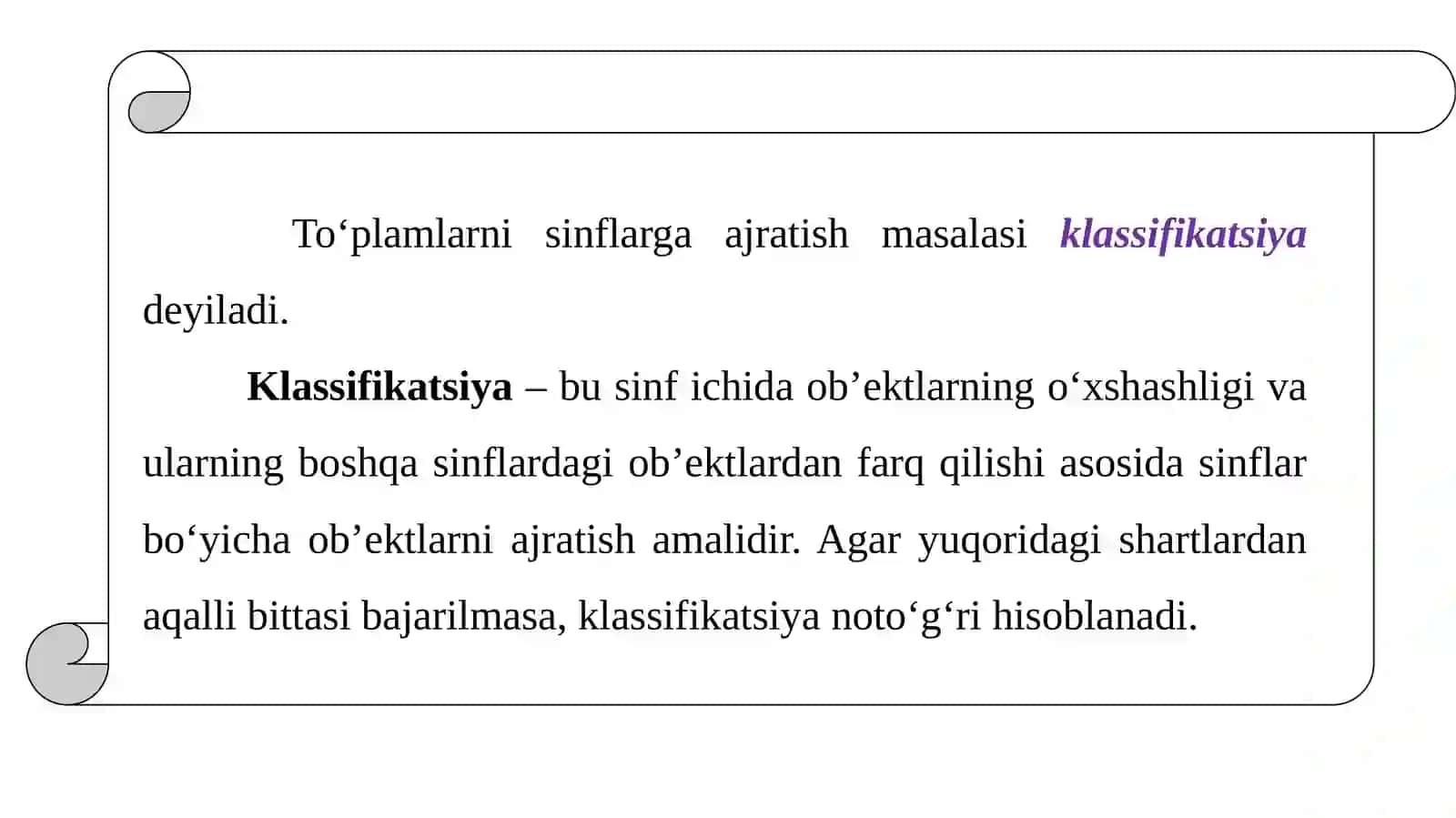 TO'PLAMLARNI SINFLARGA AJRATISH 4