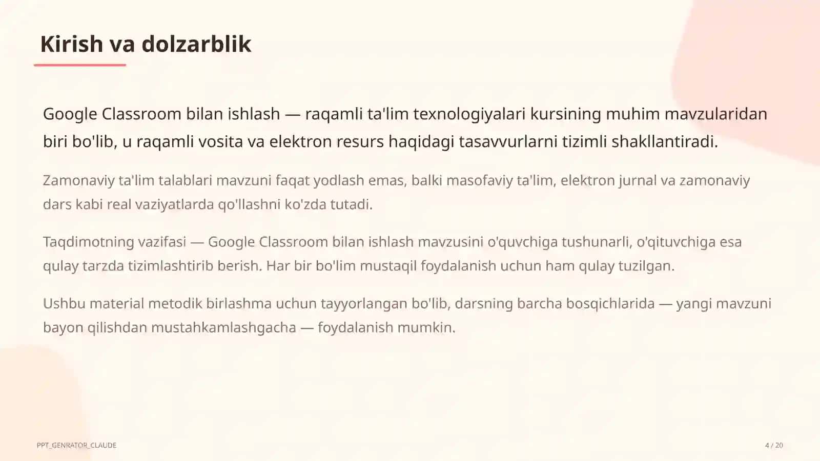 Dars rejasi 4
