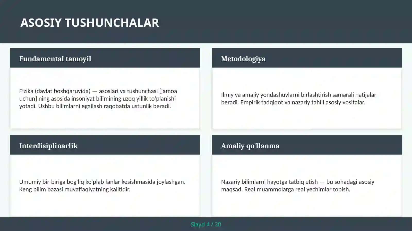 Fizika (davlat boshqaruvida) — asoslari va tushunchasi [jamoa uchun] 4