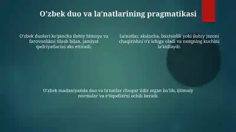 Oʻzbek xalq olqishlari va qargʻishlari va mazmunini sharhlab tahlil qilish 4