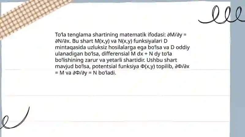 Toʻla differensialli tenglamalar 4