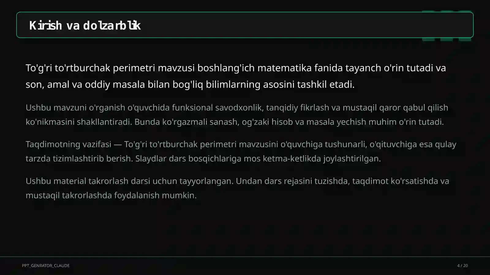 To'g'ri to'rtburchak perimetri (2-sinf) 4