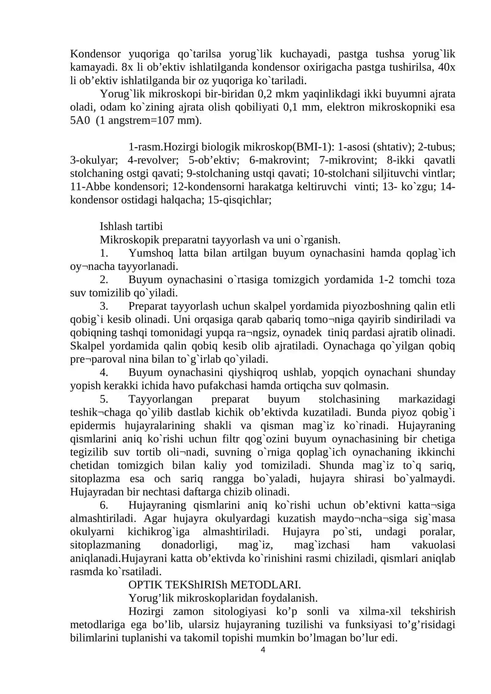 Mikroskop bilan ishlash tartibi va xavfsizlir tеxnikasi 4