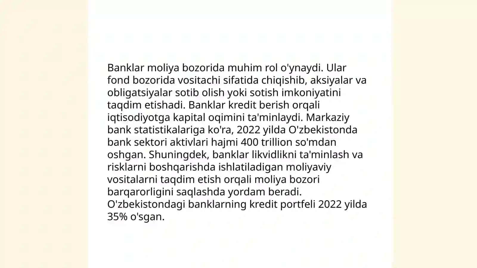 Banklarning moliya bozoriga ta'siri 4
