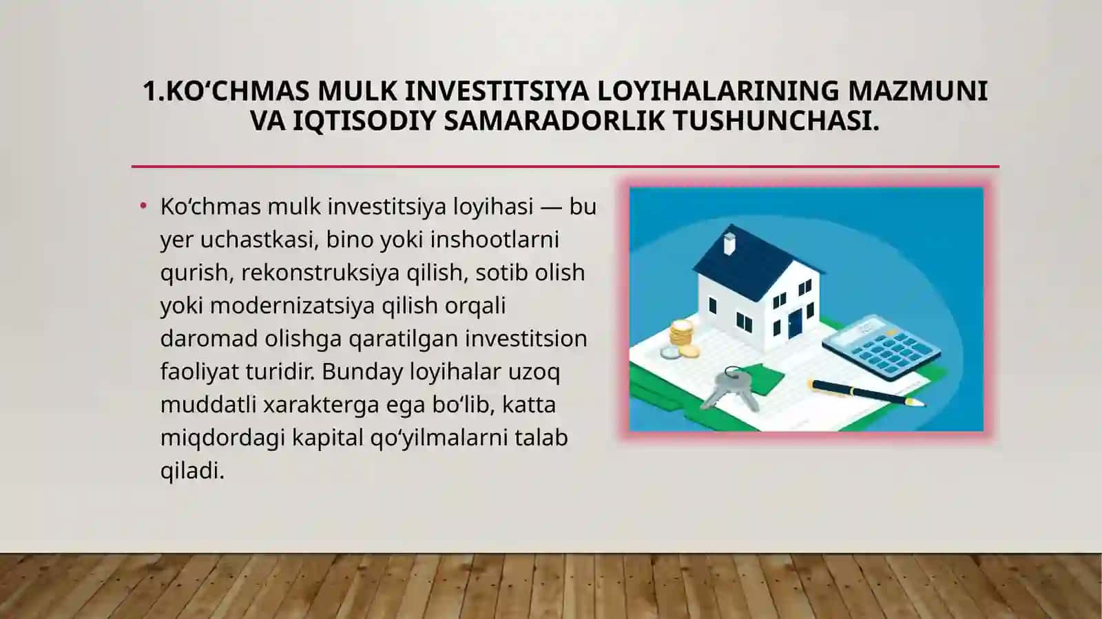 Ko'chmas mulk loyihalarni iqtisodiy samaradorligini baholashda diskontash usuli 4